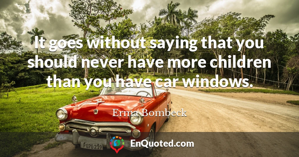It goes without saying that you should never have more children than you have car windows.