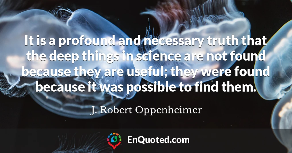 It is a profound and necessary truth that the deep things in science are not found because they are useful; they were found because it was possible to find them.