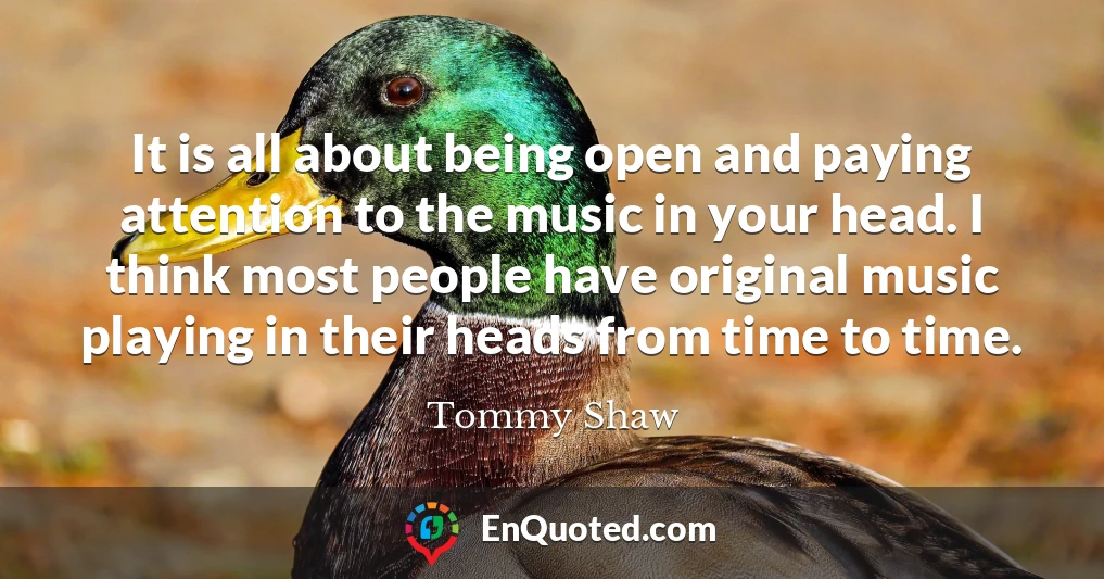 It is all about being open and paying attention to the music in your head. I think most people have original music playing in their heads from time to time.