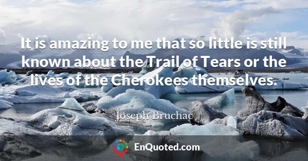 It is amazing to me that so little is still known about the Trail of Tears or the lives of the Cherokees themselves.