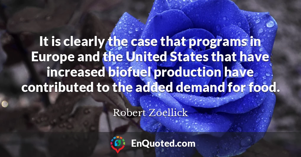 It is clearly the case that programs in Europe and the United States that have increased biofuel production have contributed to the added demand for food.