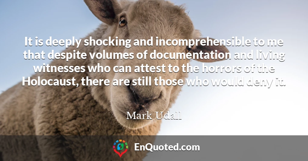 It is deeply shocking and incomprehensible to me that despite volumes of documentation and living witnesses who can attest to the horrors of the Holocaust, there are still those who would deny it.