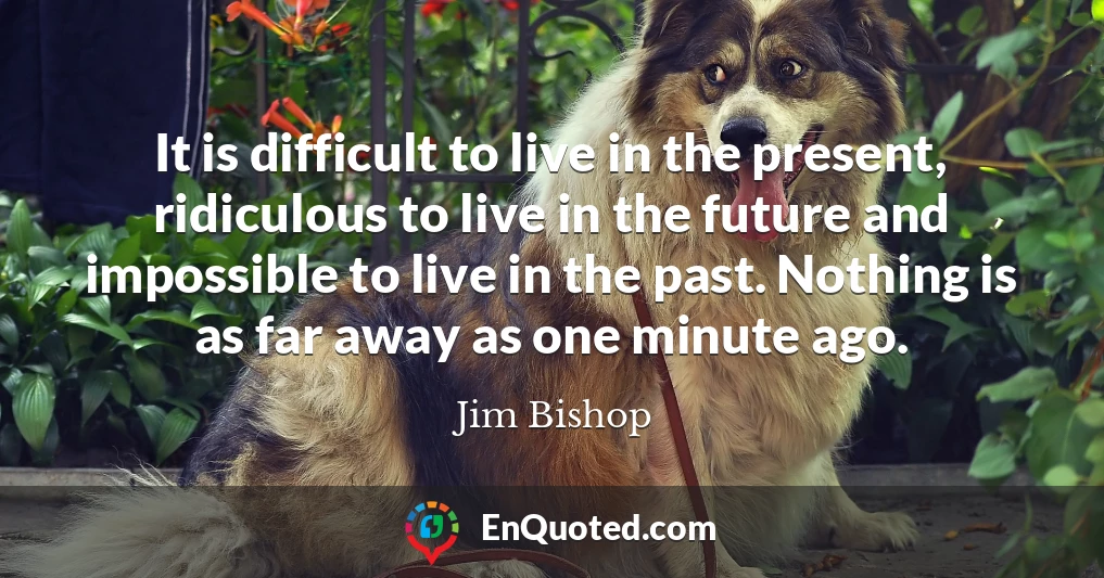 It is difficult to live in the present, ridiculous to live in the future and impossible to live in the past. Nothing is as far away as one minute ago.