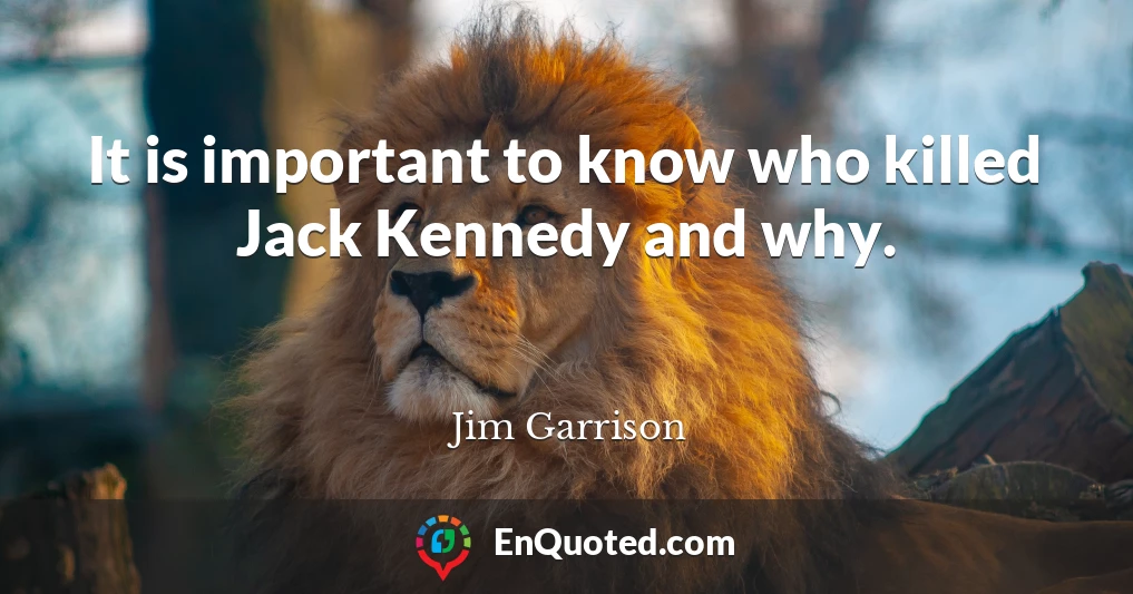 It is important to know who killed Jack Kennedy and why.