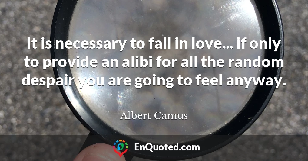 It is necessary to fall in love... if only to provide an alibi for all the random despair you are going to feel anyway.