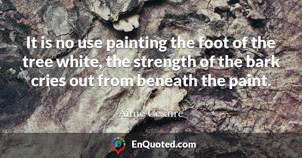 It is no use painting the foot of the tree white, the strength of the bark cries out from beneath the paint.