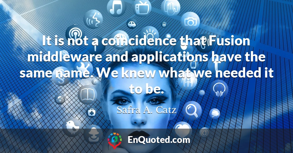 It is not a coincidence that Fusion middleware and applications have the same name. We knew what we needed it to be.