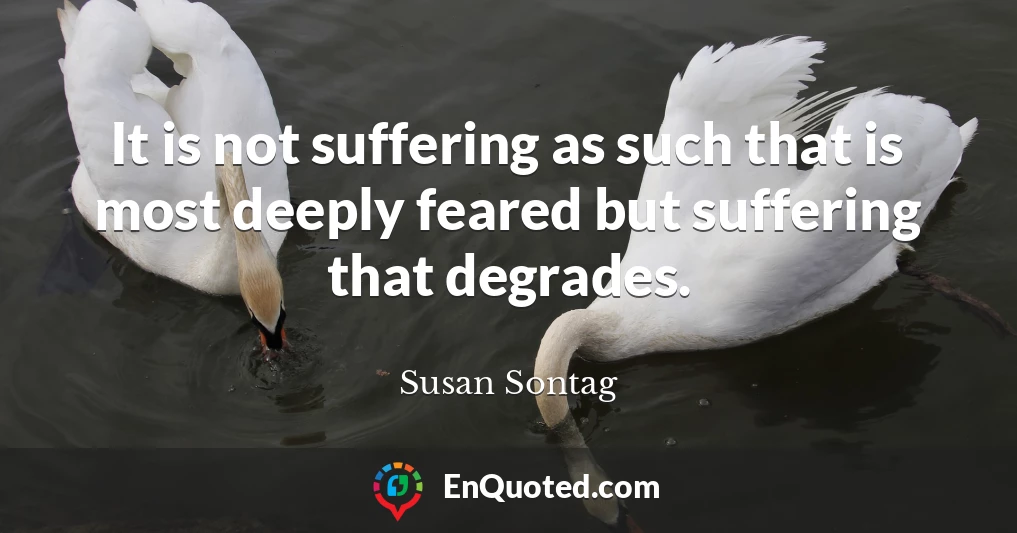 It is not suffering as such that is most deeply feared but suffering that degrades.