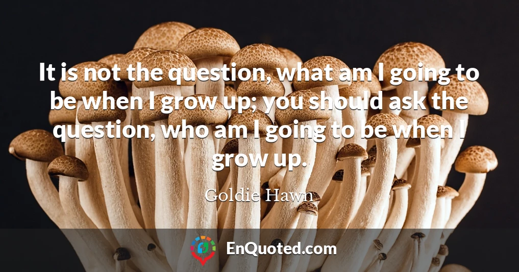 It is not the question, what am I going to be when I grow up; you should ask the question, who am I going to be when I grow up.