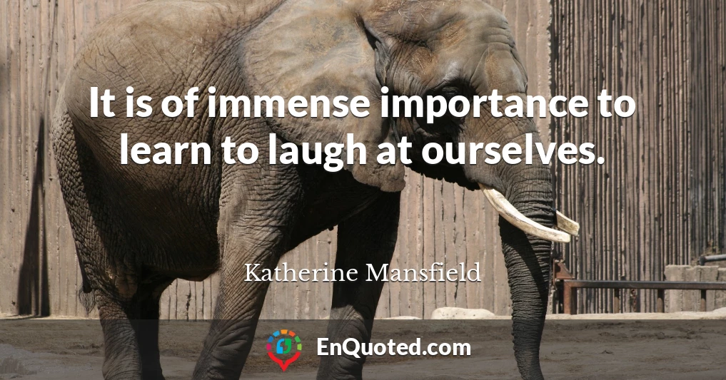 It is of immense importance to learn to laugh at ourselves.