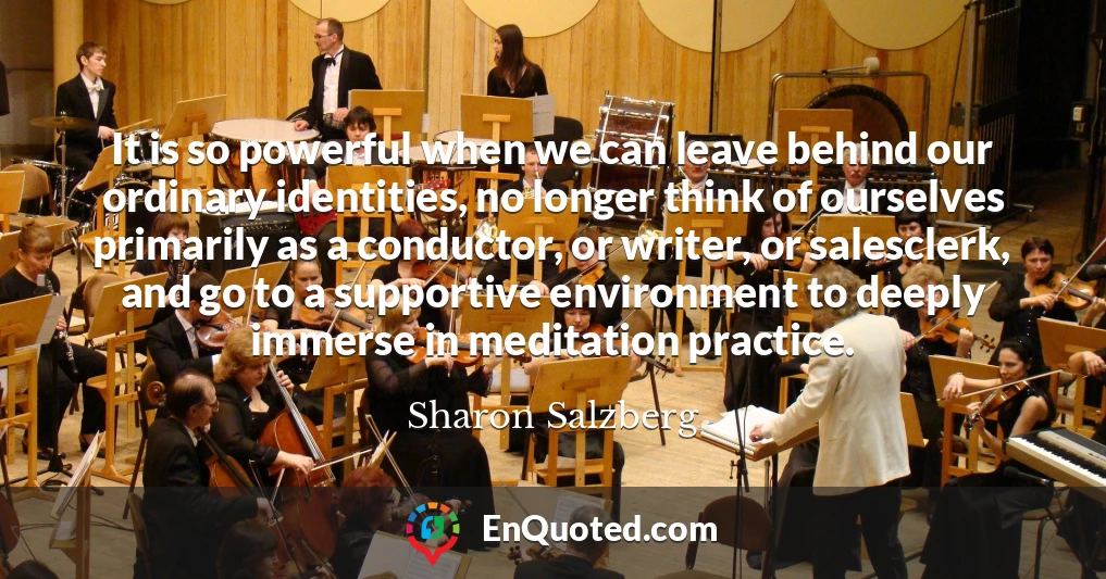 It is so powerful when we can leave behind our ordinary identities, no longer think of ourselves primarily as a conductor, or writer, or salesclerk, and go to a supportive environment to deeply immerse in meditation practice.