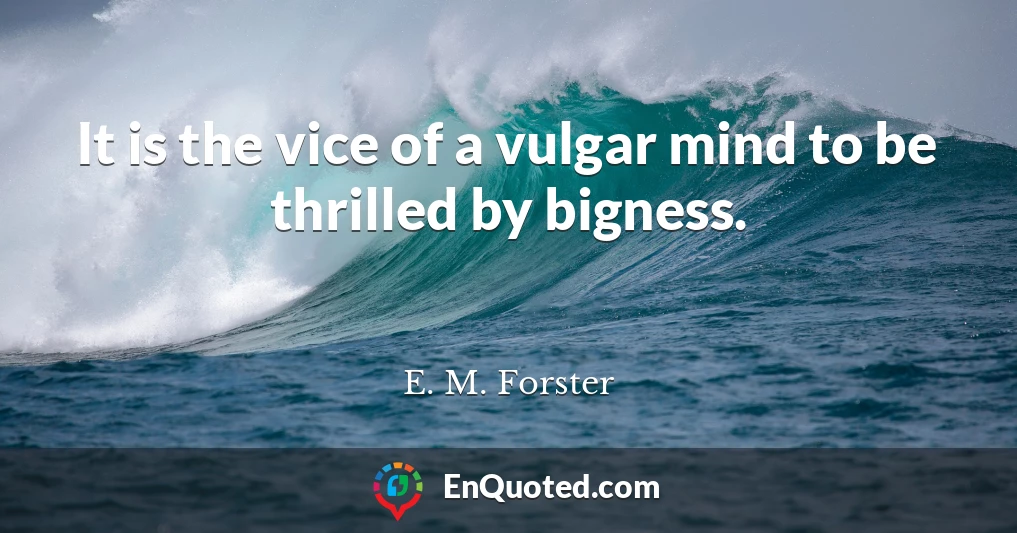 It is the vice of a vulgar mind to be thrilled by bigness.