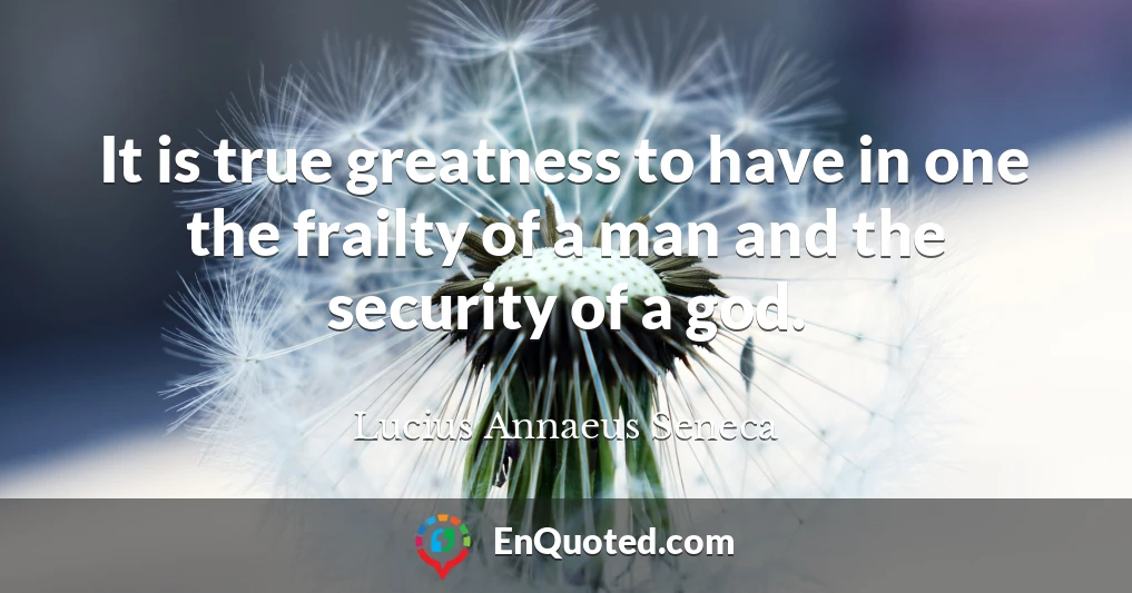 It is true greatness to have in one the frailty of a man and the security of a god.