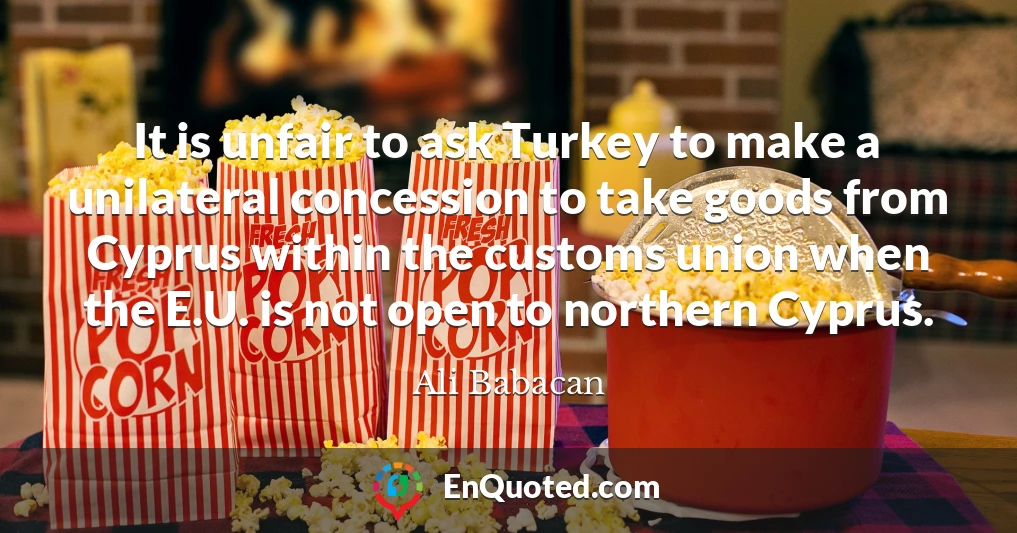 It is unfair to ask Turkey to make a unilateral concession to take goods from Cyprus within the customs union when the E.U. is not open to northern Cyprus.