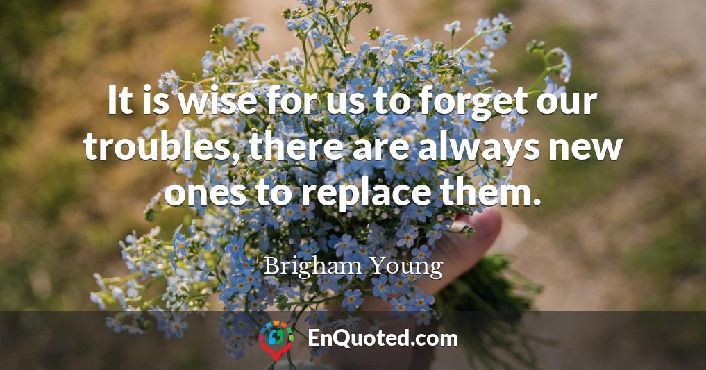 It is wise for us to forget our troubles, there are always new ones to replace them.