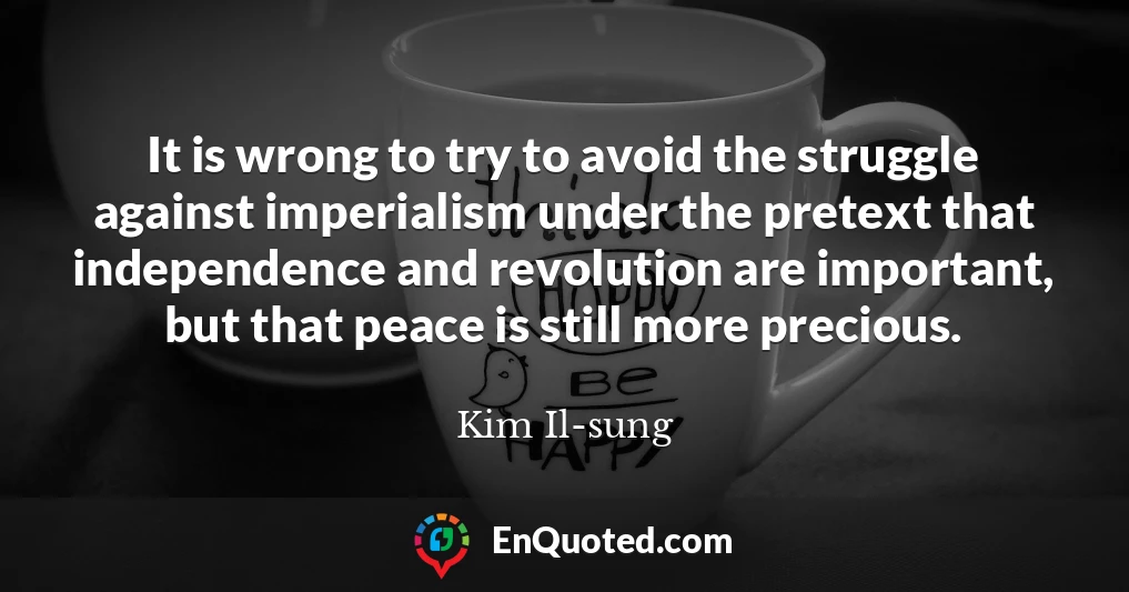 It is wrong to try to avoid the struggle against imperialism under the pretext that independence and revolution are important, but that peace is still more precious.