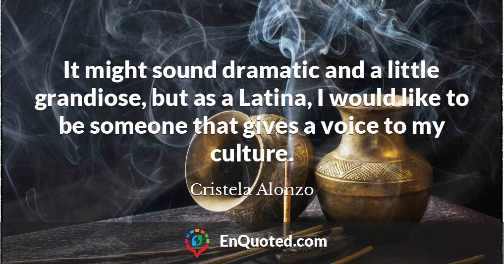 It might sound dramatic and a little grandiose, but as a Latina, I would like to be someone that gives a voice to my culture.