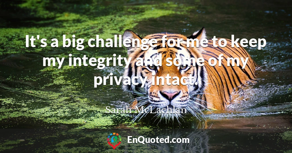 It's a big challenge for me to keep my integrity and some of my privacy intact.