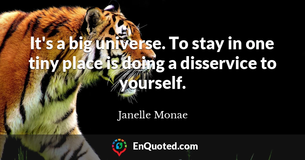 It's a big universe. To stay in one tiny place is doing a disservice to yourself.