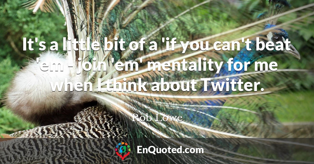 It's a little bit of a 'if you can't beat 'em - join 'em' mentality for me when I think about Twitter.