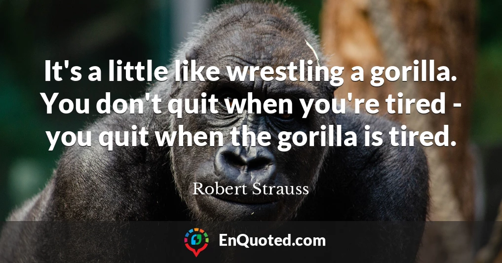 It's a little like wrestling a gorilla. You don't quit when you're tired - you quit when the gorilla is tired.