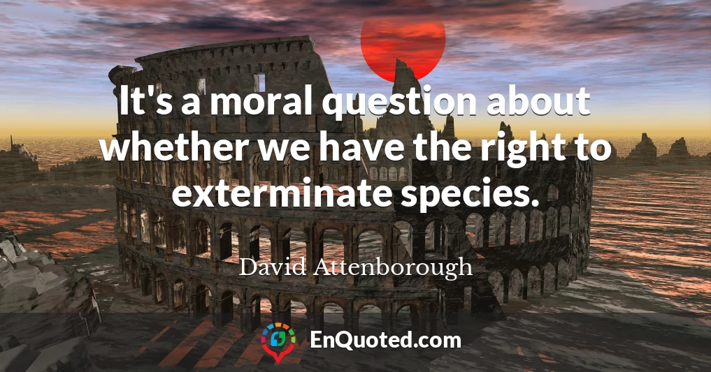 It's a moral question about whether we have the right to exterminate species.