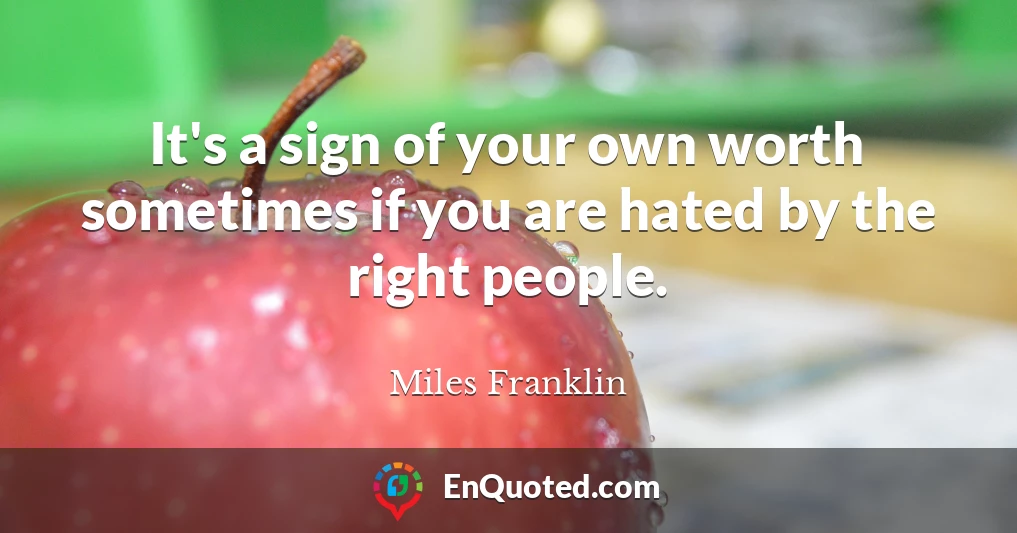It's a sign of your own worth sometimes if you are hated by the right people.