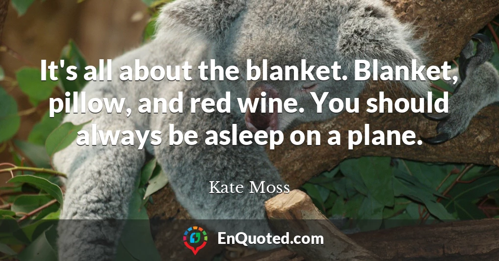 It's all about the blanket. Blanket, pillow, and red wine. You should always be asleep on a plane.