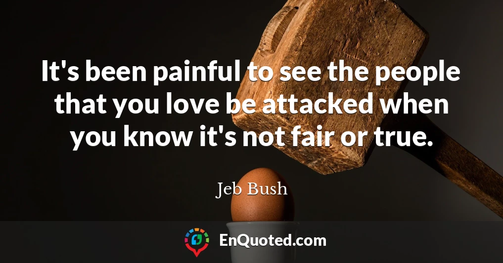 It's been painful to see the people that you love be attacked when you know it's not fair or true.
