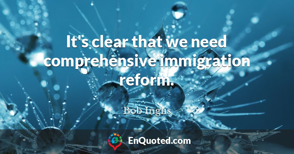 It's clear that we need comprehensive immigration reform.