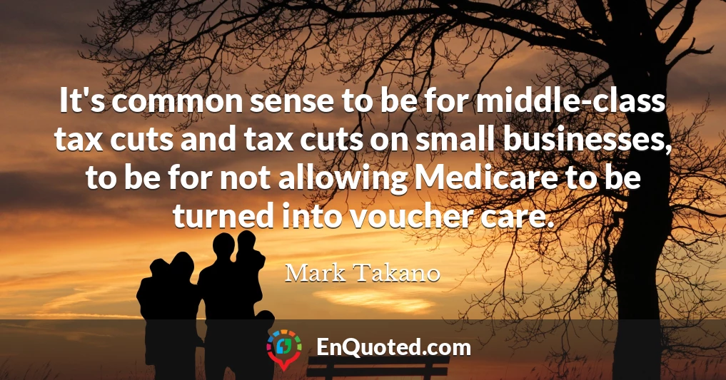 It's common sense to be for middle-class tax cuts and tax cuts on small businesses, to be for not allowing Medicare to be turned into voucher care.