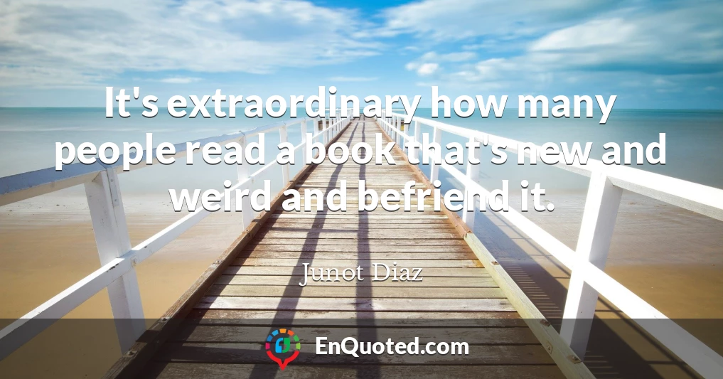 It's extraordinary how many people read a book that's new and weird and befriend it.