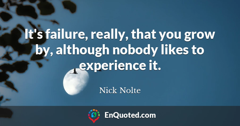 It's failure, really, that you grow by, although nobody likes to experience it.