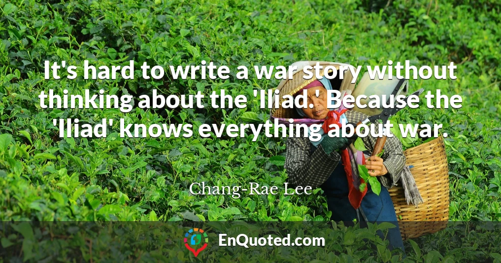 It's hard to write a war story without thinking about the 'Iliad.' Because the 'Iliad' knows everything about war.