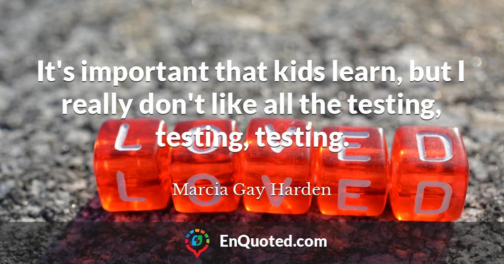It's important that kids learn, but I really don't like all the testing, testing, testing.