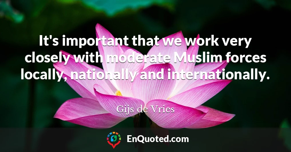 It's important that we work very closely with moderate Muslim forces locally, nationally and internationally.