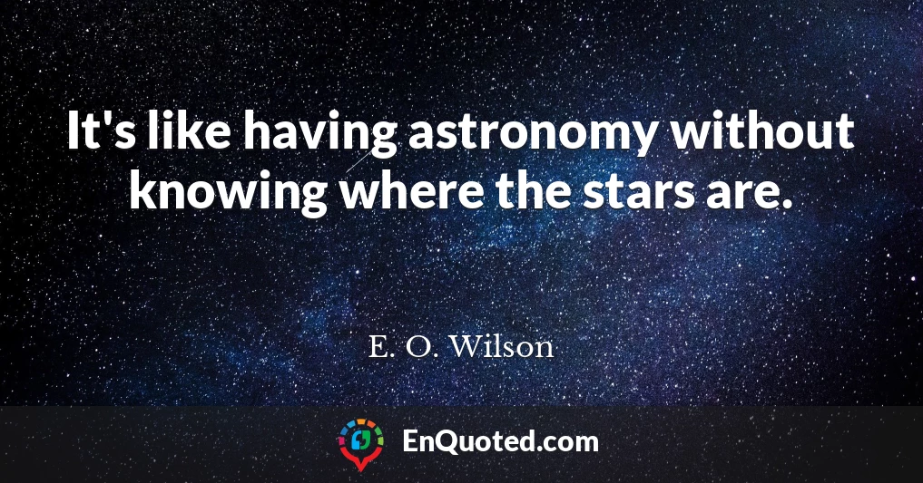 It's like having astronomy without knowing where the stars are.