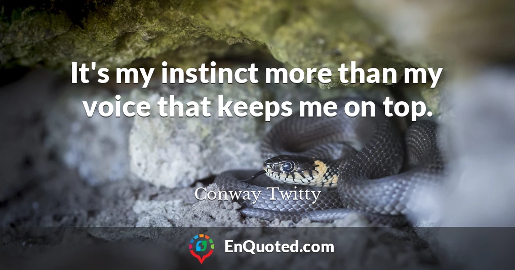 It's my instinct more than my voice that keeps me on top.