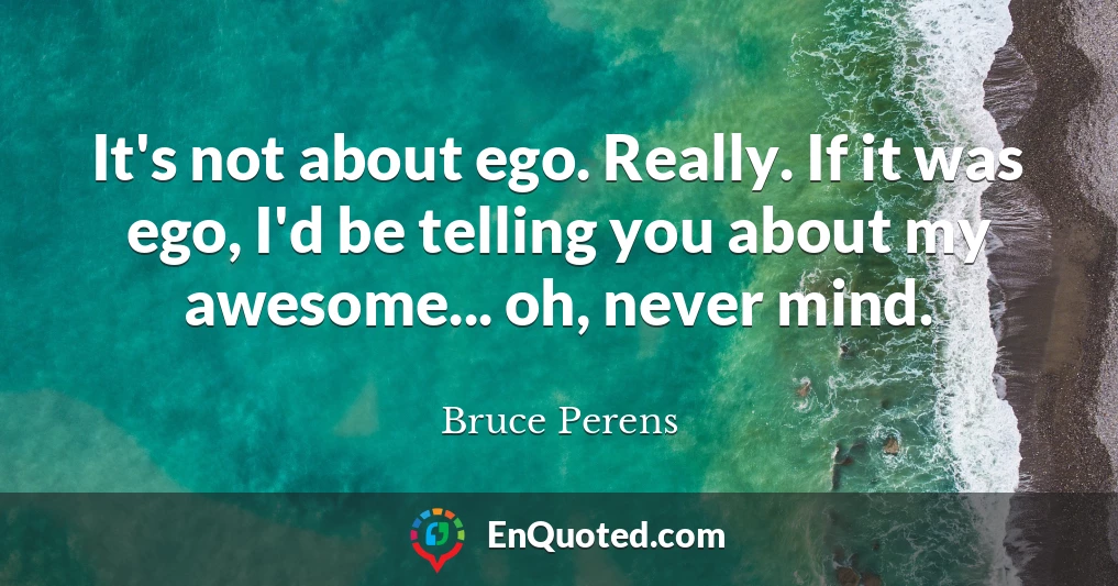 It's not about ego. Really. If it was ego, I'd be telling you about my awesome... oh, never mind.