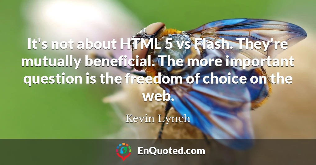 It's not about HTML 5 vs Flash. They're mutually beneficial. The more important question is the freedom of choice on the web.