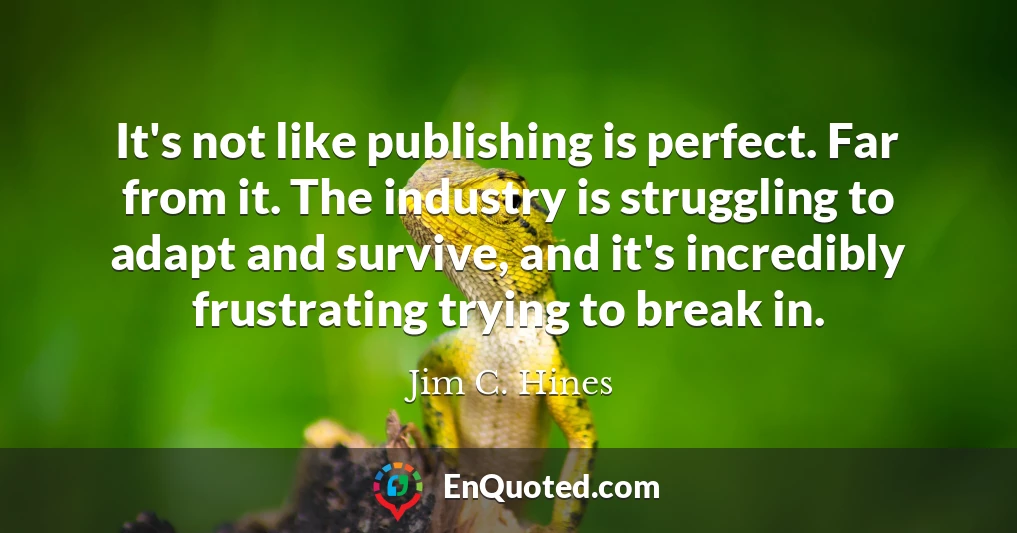 It's not like publishing is perfect. Far from it. The industry is struggling to adapt and survive, and it's incredibly frustrating trying to break in.