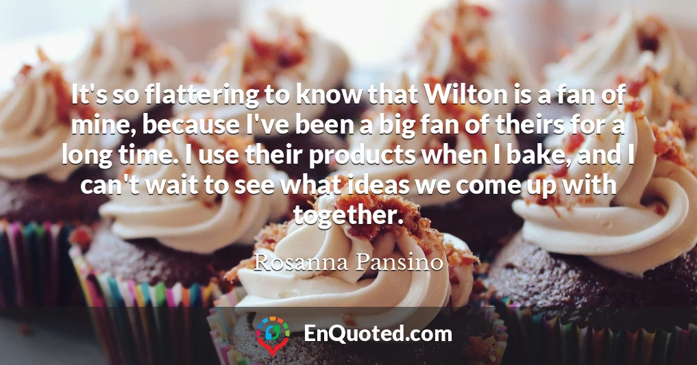 It's so flattering to know that Wilton is a fan of mine, because I've been a big fan of theirs for a long time. I use their products when I bake, and I can't wait to see what ideas we come up with together.