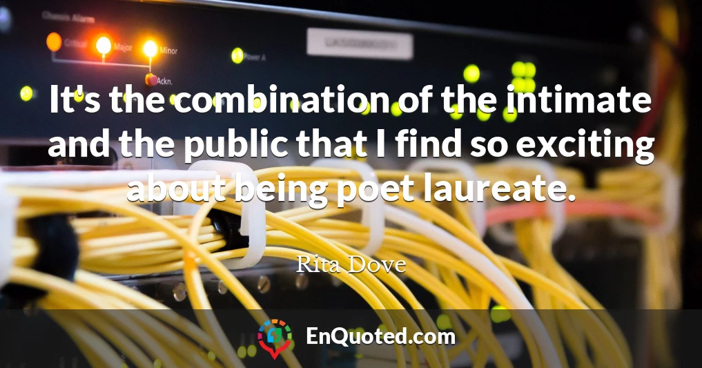 It's the combination of the intimate and the public that I find so exciting about being poet laureate.