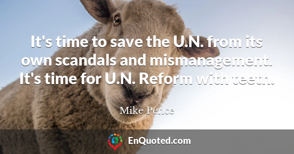 It's time to save the U.N. from its own scandals and mismanagement. It's time for U.N. Reform with teeth.
