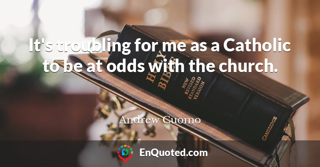 It's troubling for me as a Catholic to be at odds with the church.