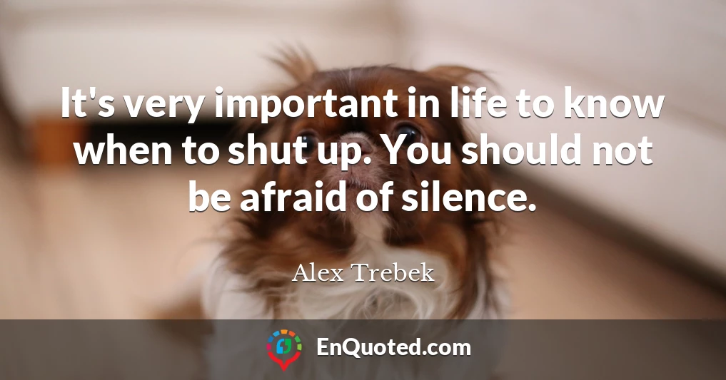 It's very important in life to know when to shut up. You should not be afraid of silence.