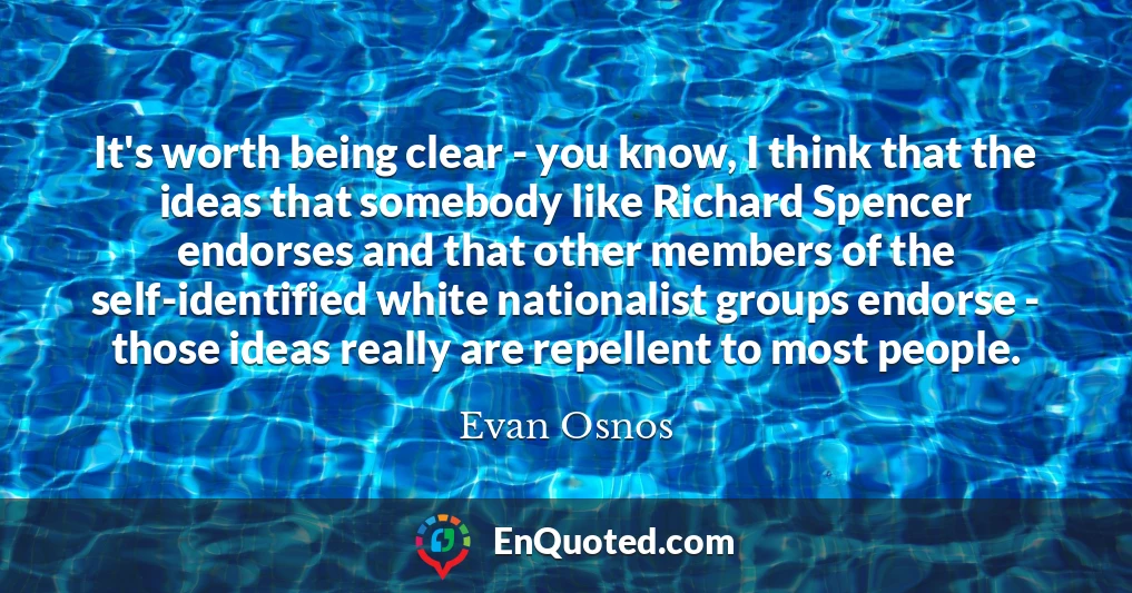 It's worth being clear - you know, I think that the ideas that somebody like Richard Spencer endorses and that other members of the self-identified white nationalist groups endorse - those ideas really are repellent to most people.