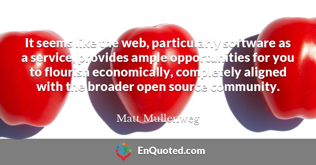 It seems like the web, particularly software as a service, provides ample opportunities for you to flourish economically, completely aligned with the broader open source community.
