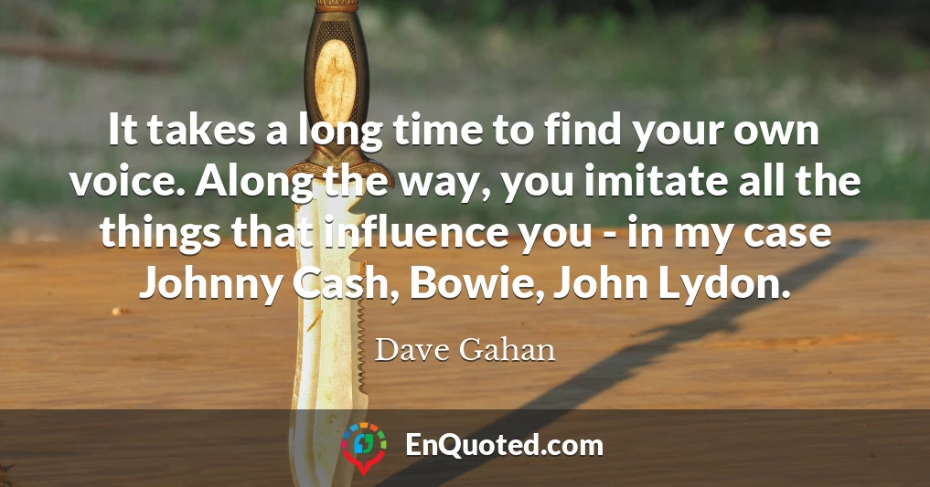 It takes a long time to find your own voice. Along the way, you imitate all the things that influence you - in my case Johnny Cash, Bowie, John Lydon.