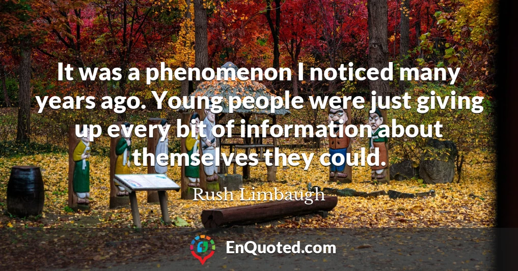 It was a phenomenon I noticed many years ago. Young people were just giving up every bit of information about themselves they could.